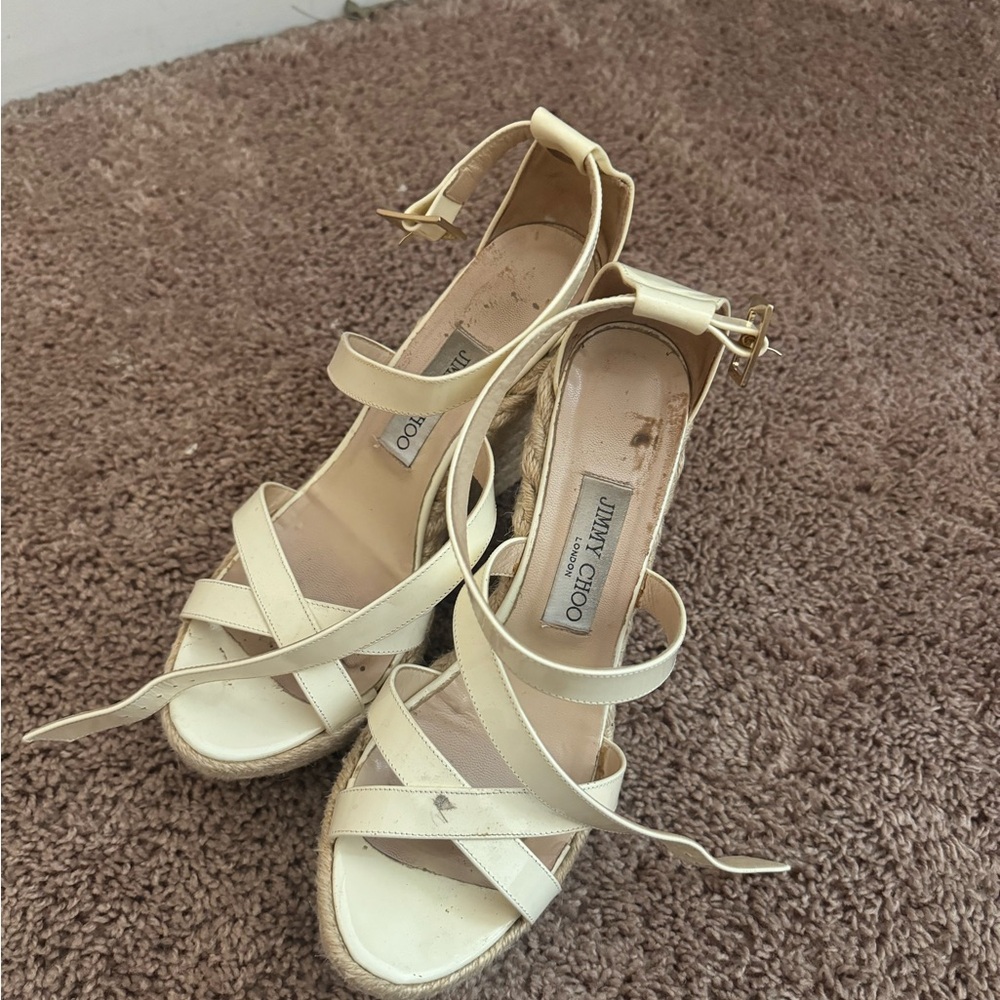 Jimmy Choo Cream Strappy Sandals